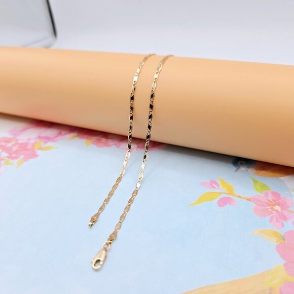 Shiny Rose Gold Twisted Chain Necklace, 18 Inch, Gold Plated Brass, XPNL0103 - Picture 9 of 12